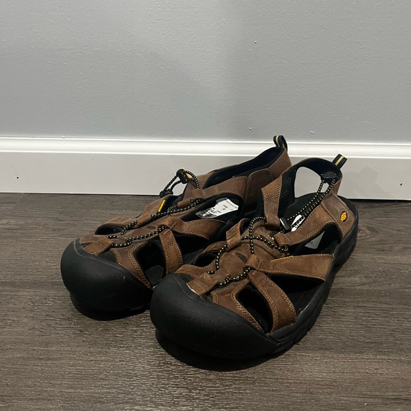 Men’s Keen Brown Leather Outdoor Hiking Sandal Size 14 - Picture 1 of 5